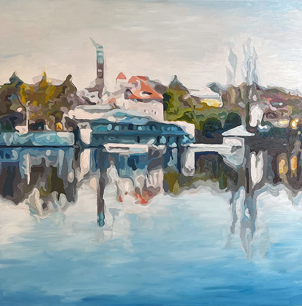 Darmstadt Woog Darmstadt Woog, Öl auf Leinwand - 80 x 80 cm, William Greenwood 2025