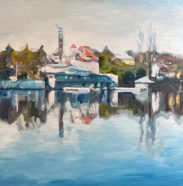 Darmstadt Woog Darmstadt Woog, Öl auf Leinwand - 80 x 80 cm, William Greenwood 2025